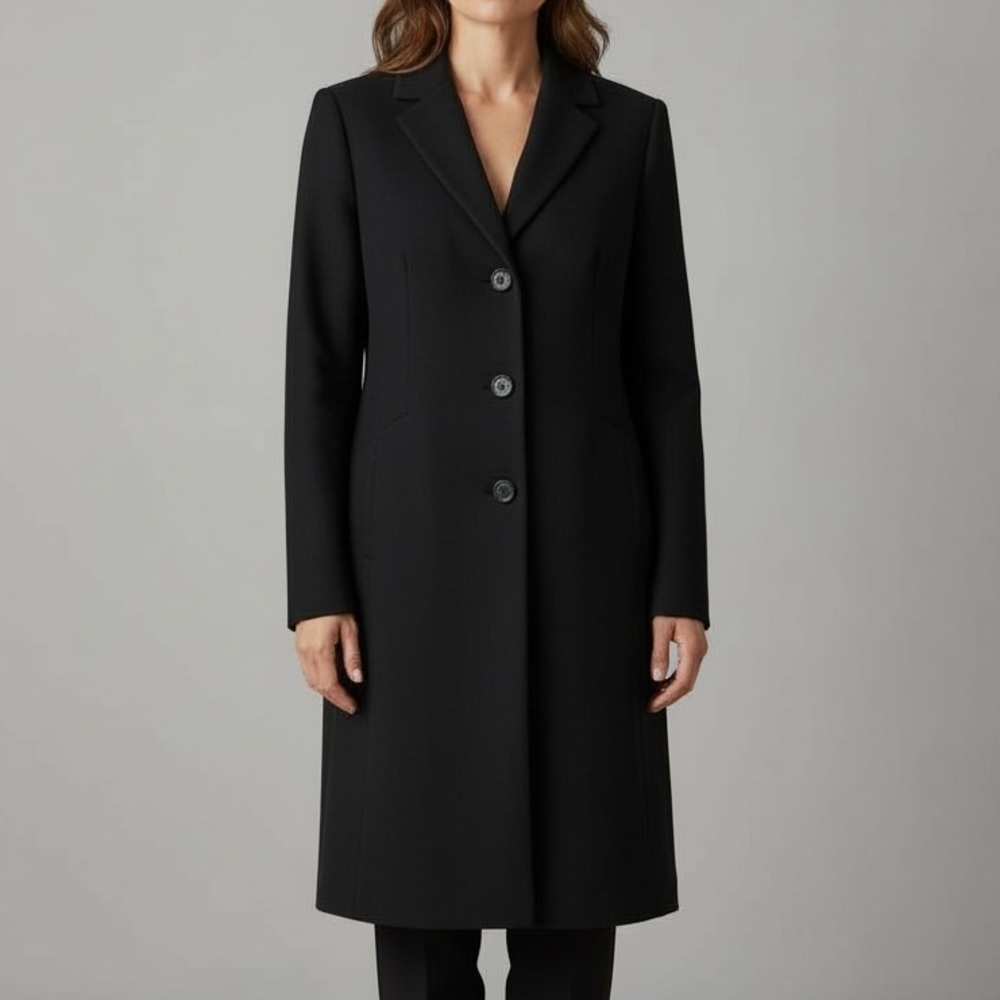 Tahari Wool Blend Jacket Dress / Long Blazer | Black | Size 6